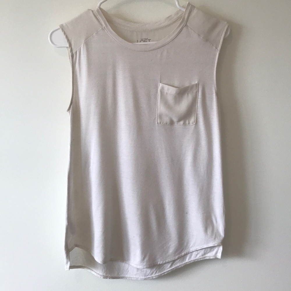 LOFT TANK WITH SHEER NECKLINE
